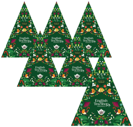 SET 6x BIO-Pyramiden-Adventskalender (Green Trangular - 13 Teesorten) (25 x 2 g) 50 g English Tea Shop Organic