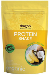 Bio Proteinshake Banane & Kokos, 50% Eiweiß mit Aminosäuren, mit Erythrit, glutenfrei, 450 g – Dragon Superfoods