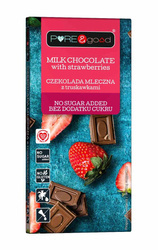 Vollmilchschokolade mit Erdbeeren ohne Zuckerzusatz 75 g - Pure&Good