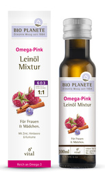 Omega rosa - Leinölmischung (Himbeere, Zimt, Kurkuma) bio 100 ml - BIO PLANETE