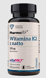 Vitamin K2 (150 µg) glutenfreies Nahrungsergänzungsmittel 60 Kapseln - Pharmovit (classic)