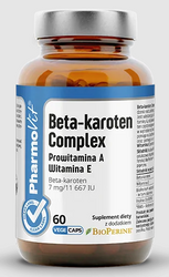 Beta-Carotin-Komplex glutenfreies Nahrungsergänzungsmittel 60 Kapseln - Pharmovit (Clean Label)