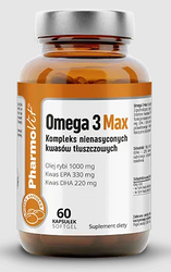 Omega 3 Max glutenfreies Nahrungsergänzungsmittel 60 Kapseln - Pharmovit (Clean Label)
