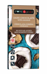 Bitterschokolade mit Kokosnuss ohne Zuckerzusatz 75 g - Pure&amp;Good