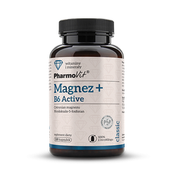 Magnesium mit Vitamin B6 Activ glutenfreies Nahrungsergänzungsmittel 120 Kapseln 81,37 g - Pharmovit