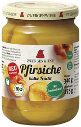 Pfirsichhälften in leichtem Sirup glutenfrei bio 340 g (175 g) (Glas) - ZWERGENWIESE