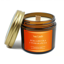Soja-Duftkerze mit Holzdocht Bergamotte und Orange 120ml - Your Candle