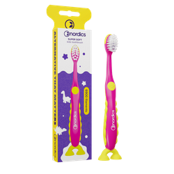 Kinderzahnbürste 6900 superweich rosa und gelb Dinosaurier - Nordics