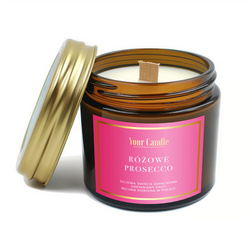 Soja-Duftkerze mit Holzdocht rosa Prosecco 120ml - Your Candle