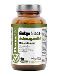 Ginkgo biloba + Ashwagandha Memory Complex Nahrungsergänzungsmittel 60 Kapseln - Pharmovit (Clean Label)