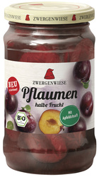 Glutenfreie halbierte Pflaumen in leichtem Sirup bio 360 g (180 g) (Glas) - ZWERGENWIESE