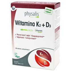 Vitamin K2+ D3 Nahrungsergänzungsmittel 60 sublinguale Tabletten - Physalis
