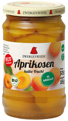 Glutenfreie halbierte Aprikosen in hellem Sirup bio 325 g (165 g) (Glas) - Zwergenwiese