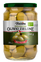 Entsteinte grüne Oliven in Salzlake BIO 280 g - Vitaliana