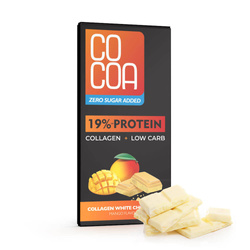 Weiße Mango-Protein-Schokolade mit Kollagen ohne Zuckerzusatz 65 g - COCOA