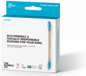 Bambus-Wattestäbchen, blau, 100 Stück – The Humble
