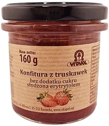 Erdbeerkonfitüre mit Erythritol gesüßt, ohne Zucker 160 g