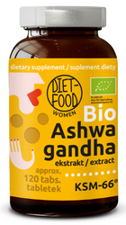 Ashwagandha-Extrakt bio (300 mg) Nahrungsergänzungsmittel 120 Tabletten - DIET-FOOD
