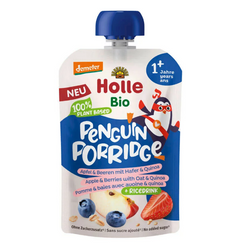 Pinguin-Haferflocken-Mousse (Apfel - Reis - Beeren - Quinoa) aus 1 Jahr Demeter bio 110 g - Holle