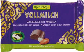 Vollmilchschokolade mit Mandeln BIO 100 g