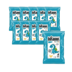 SET 10 x Dinosaurier Mais-Chips mit Meersalz FREE GLASS. BIO 4x15 g