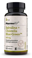 Spirulina + Chlorella Blau-Grünes Nahrungsergänzungsmittel (500 mg) glutenfrei 180 Tabletten - PHARMOVIT (CLASSIC)