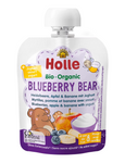 Blaubeer-Teddybär-Mousse in der Tube (Joghurt - Blaubeeren - Apfel - Banane) ohne Zuckerzusatz ab 8 Monaten bio 85 g - Holle