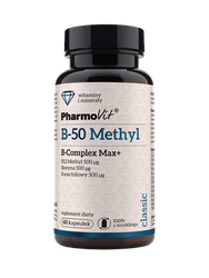 Vitamin B-50 Methyl B-Komplex Max+ Nahrungsergänzungsmittel 60 Kapseln 40,2 g - Pharmovit (classic)